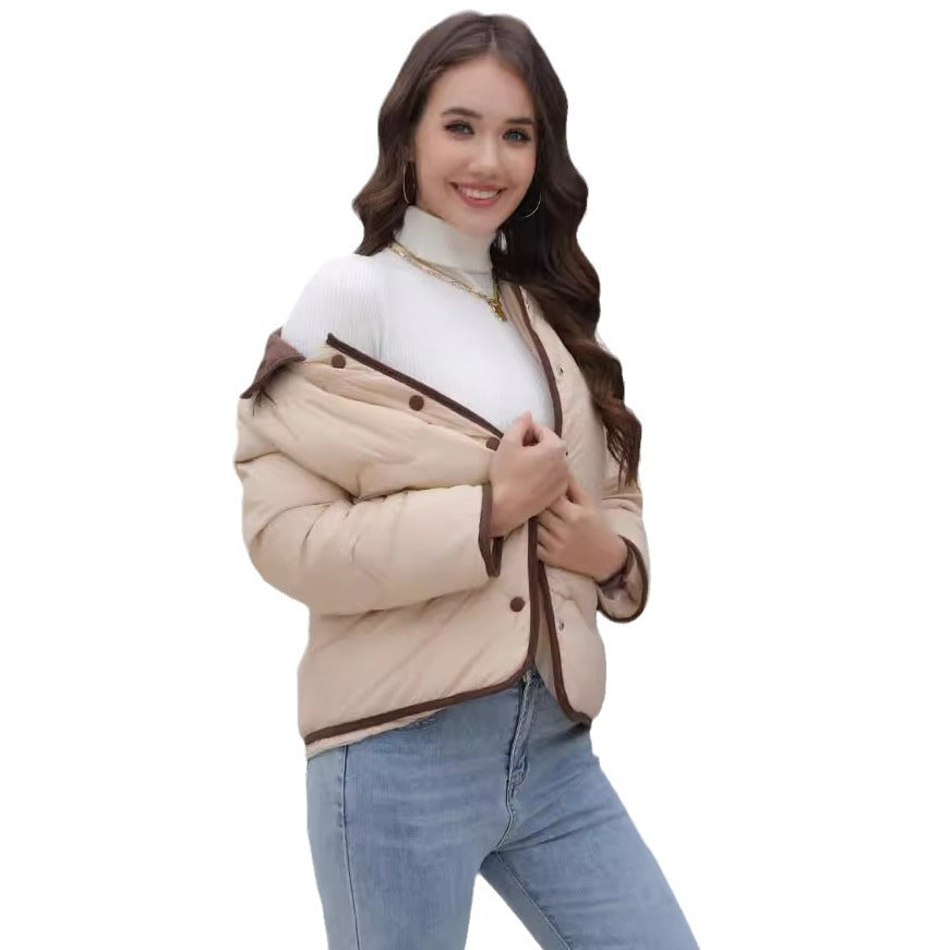 Damen gesteppte Kurzjacke mit schickem Kragen EB