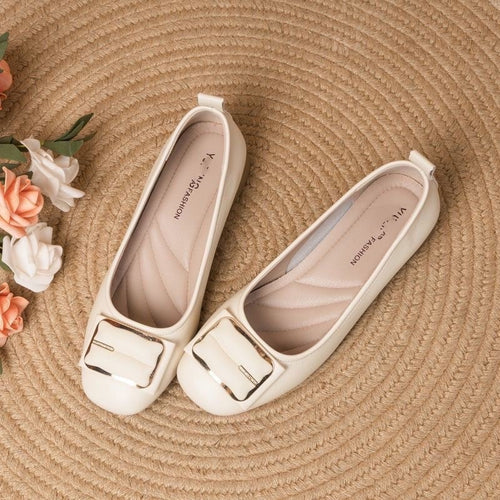 Damen elegante Ballerinas mit schickem Schnallen-Design EB
