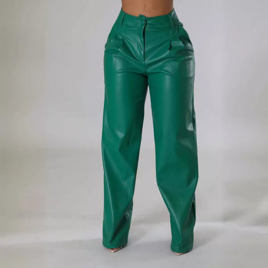 Damen Elegante und stilvolle Kunstlederhose EB