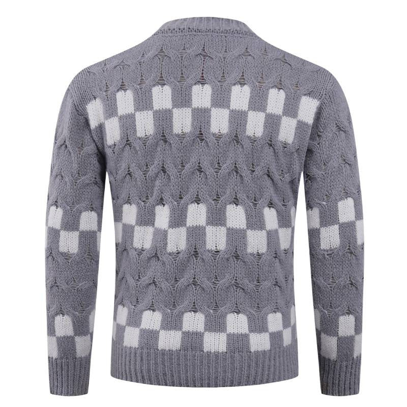 Herren Strickpullover mit kreativen geometrischen Mustern und hohem Kragen EB