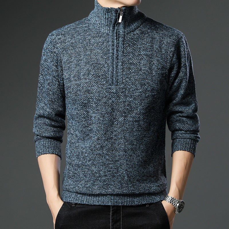 Herren modischer Pullover mit halb hochschließendem Reißverschluss und strukturiertem Design EB
