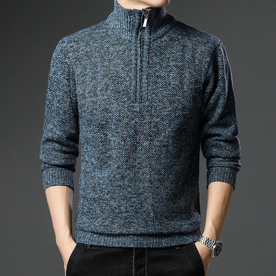 Herren modischer Pullover mit halb hochschließendem Reißverschluss und strukturiertem Design EB