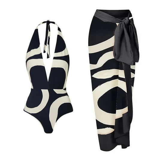 Damen Bikiniset mit asymmetrischem Oberteil und elegantem Wickelrock EB