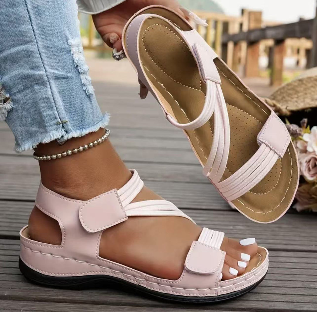 Damen Komfortable Sandalen mit verstellbaren Riemen und ergonomischem Fußbett EB
