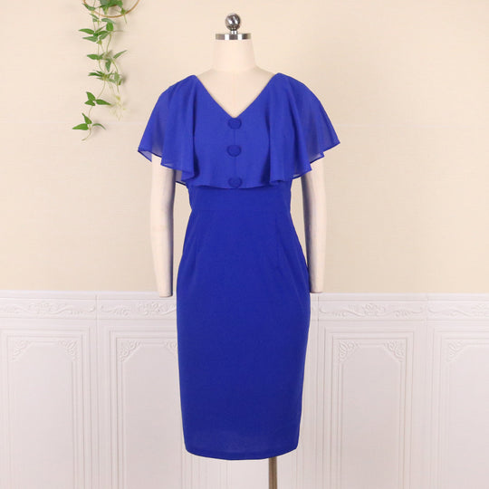 Damen figurbetontes Kleid mit eleganter Rüschendetail EB