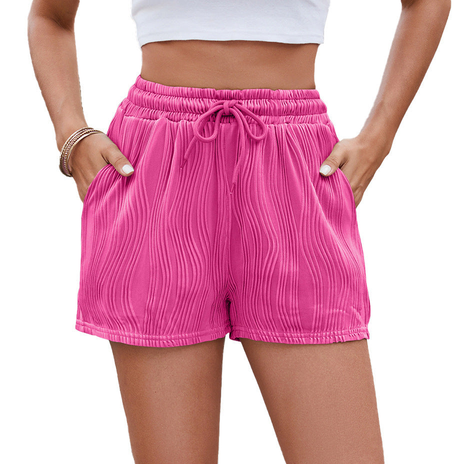 Damen Sportliche Shorts mit elastischem Bund und Raffmuster EB