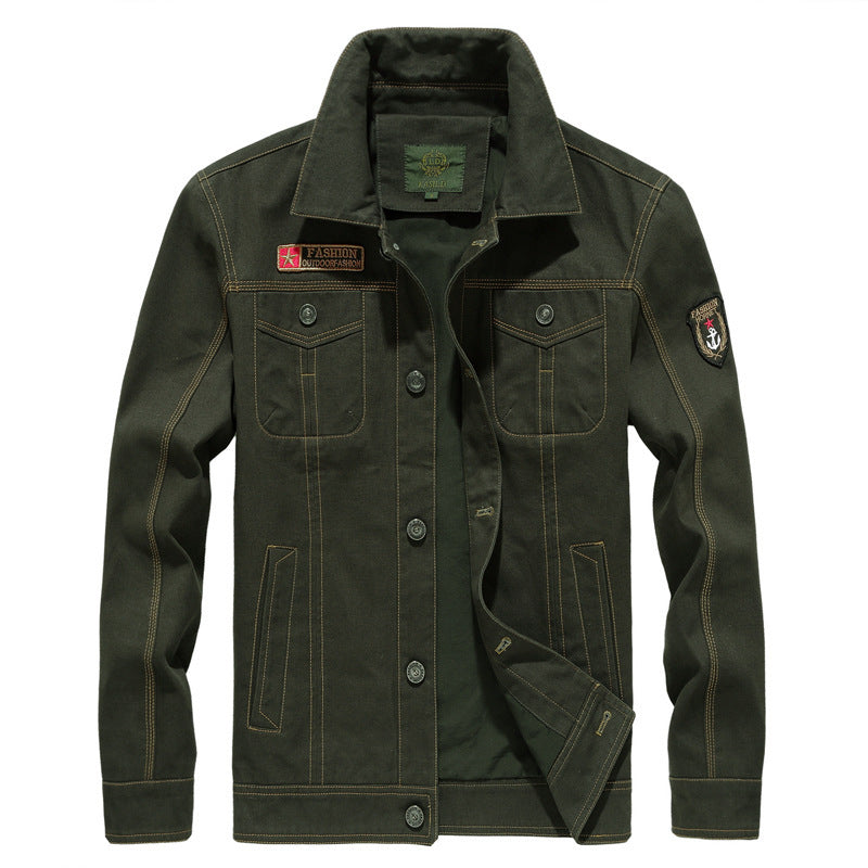 Herren Canvas-Utility-Jacke mit Brustpattentaschen und Badge-Applikationen EB