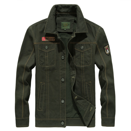 Herren Canvas-Utility-Jacke mit Brustpattentaschen und Badge-Applikationen EB