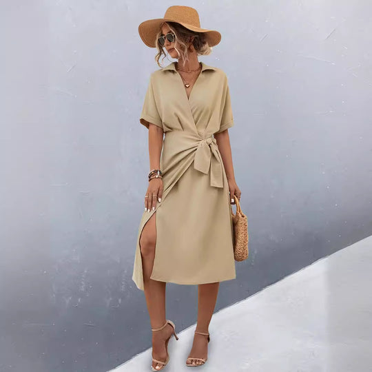 Damen Midikleid mit Wickeloptik EB