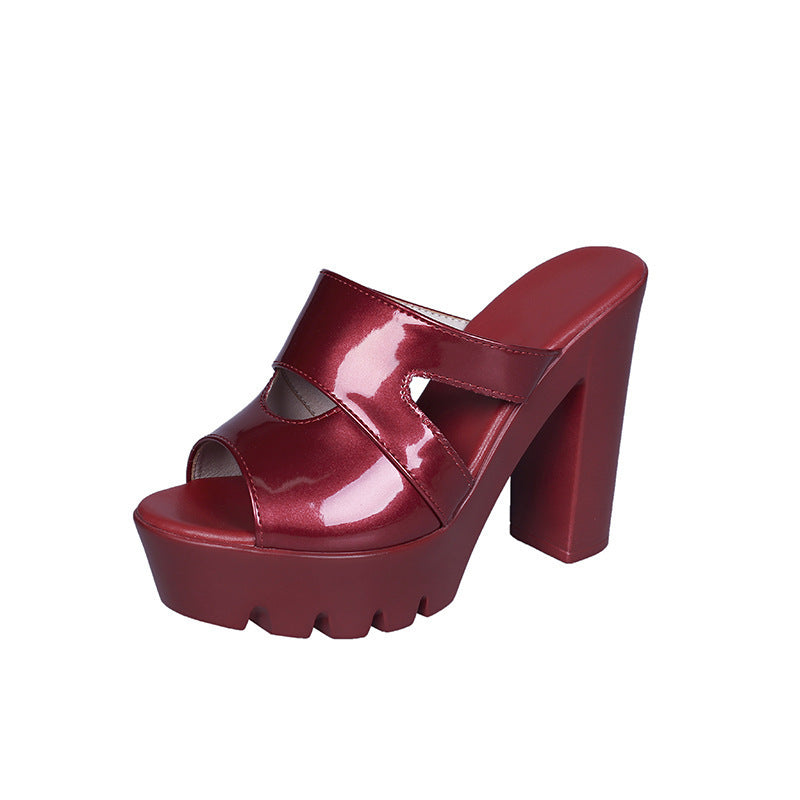 Damen nan Glamour-Mule mit profiliertem Plateau, offener Zehenpartie und skulpturellem Blockabsatz EB