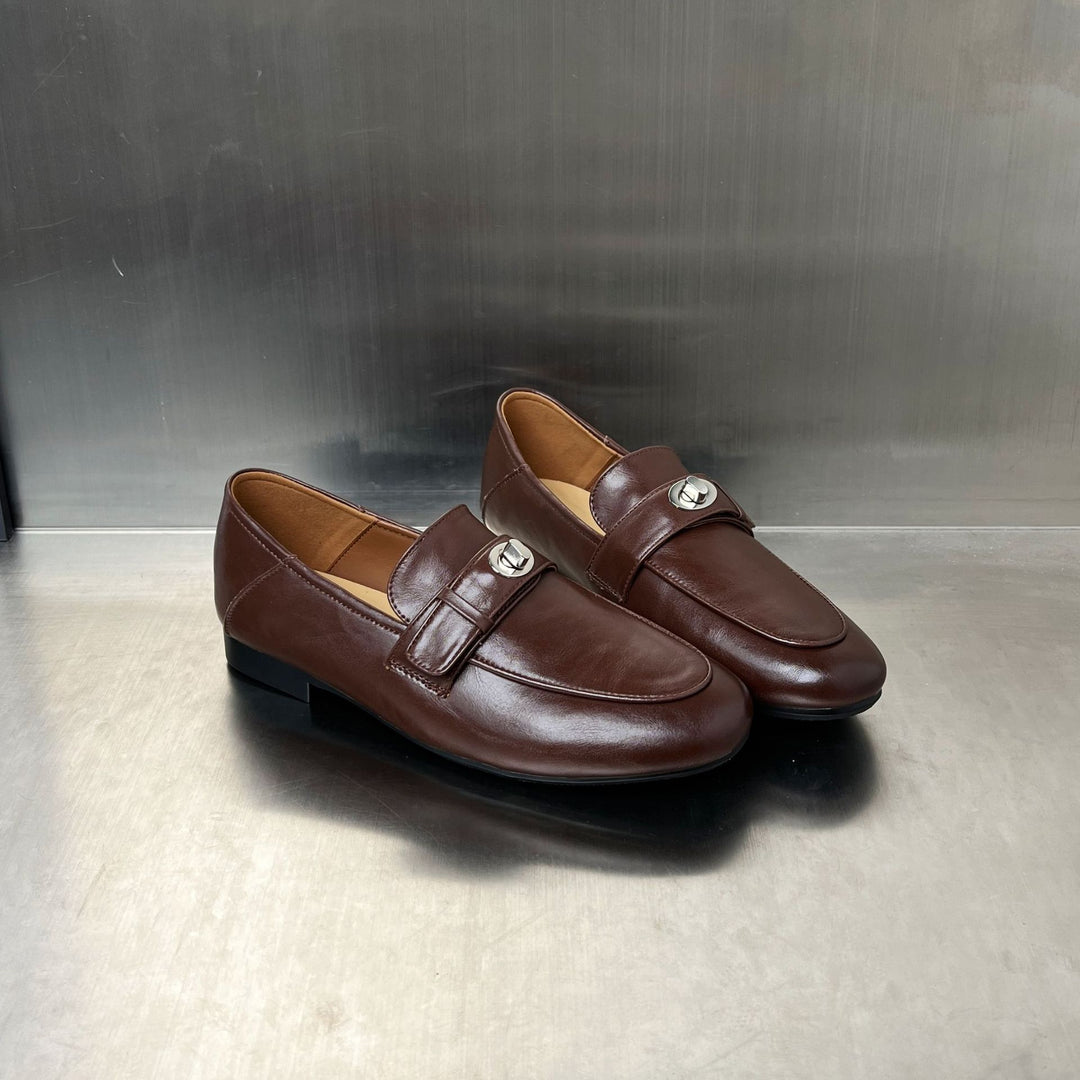 Damen Elegante Mokassins mit komfortablem Kunstleder und dekorativem Schnallenverschluss EB