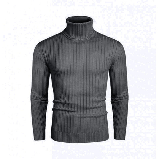 Herren eleganter Rollkragenpullover aus feinem Rippenstrick EB
