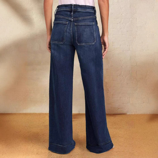 Damen Weit geschnittene Jeans mit lässigem Kordelzug und hohem Bund EB
