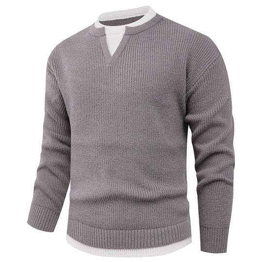 Herren Strickpullover mit V-Ausschnitt und modernem Rippenmuster EB