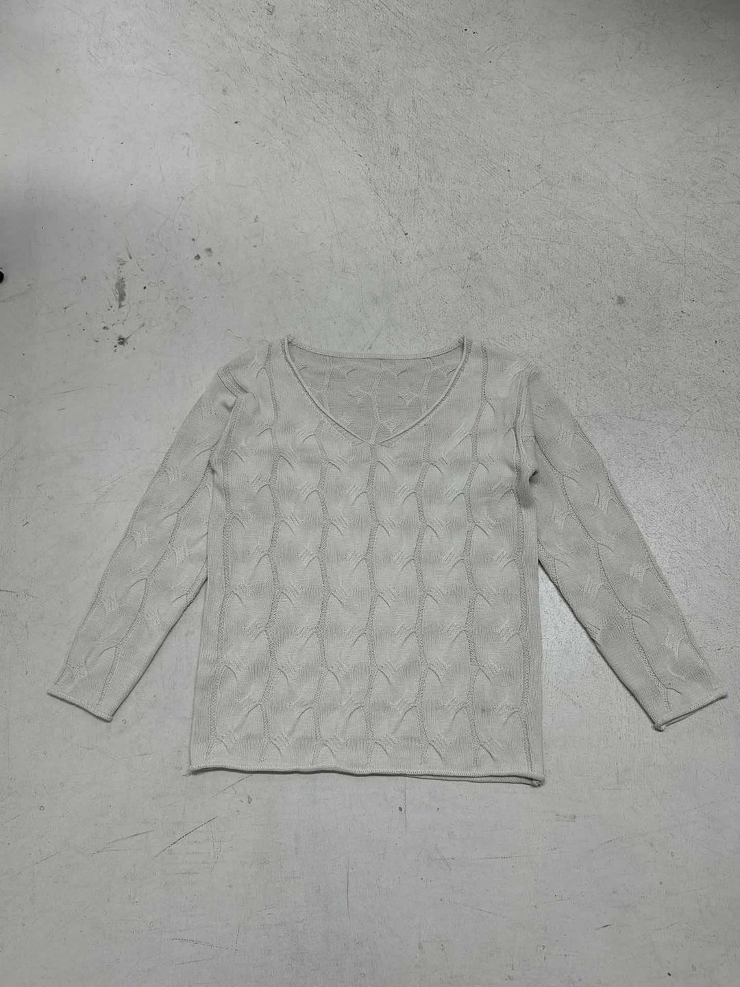 Damen nan lässiger Oversize-Strickpullover mit Zopfmuster und weitem V-Ausschnitt EB