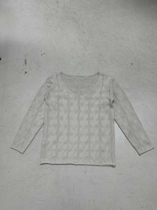 Damen nan lässiger Oversize-Strickpullover mit Zopfmuster und weitem V-Ausschnitt EB