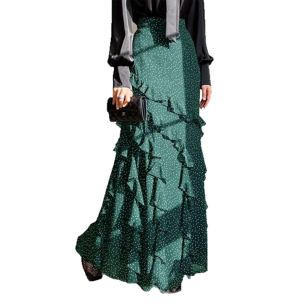 Damen nan Maxirock mit hohem Taillenbund, asymmetrischen Volants und fließender Chiffon‑Optik EB