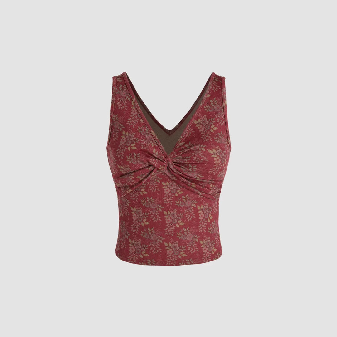Damen Dekoratives Floral Top mit Raffungen EB