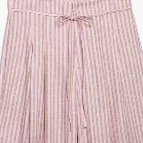 Damen nan weite Leinenhose mit Streifenmuster und Kordelzug EB