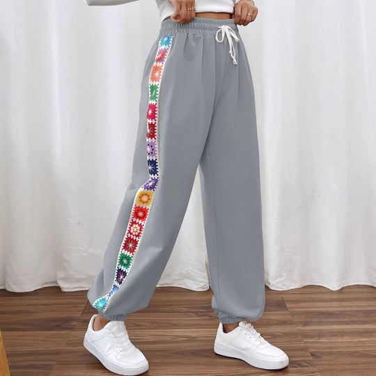 Damen Freizeithose mit buntem Blümchenmuster und elastischem Bund EB
