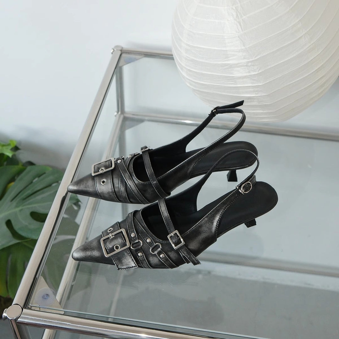 Damen elegante Sling-Pumps mit modischer Schnallenverzierung EB