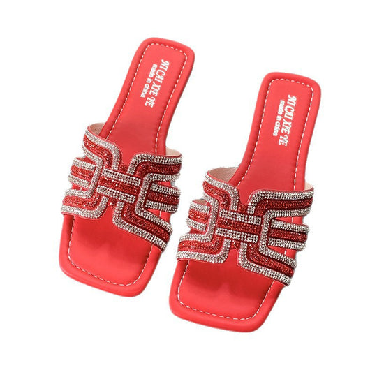 Damen Glamouröse Slippers mit funkelnden Strassdetails EB