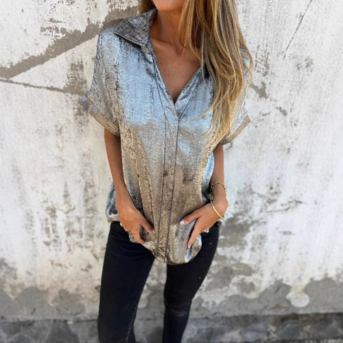 Damen Elegante Satinbluse mit glänzendem Finish und lässigem Schnitt EB