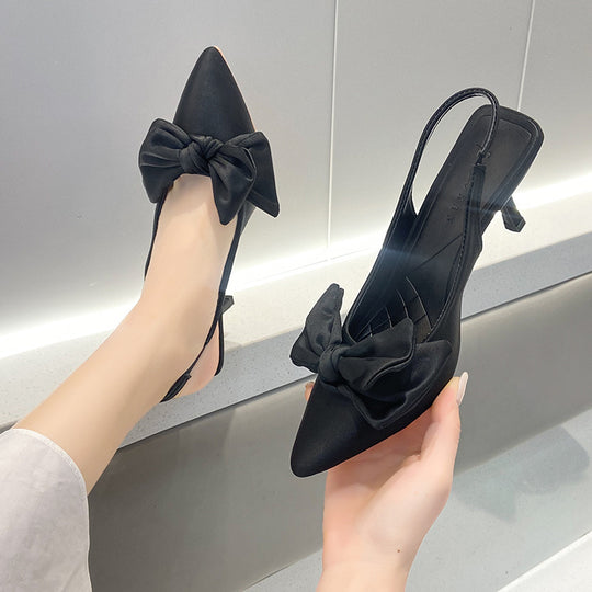 Damen elegante Slingback-Pumps mit modischem Schleifen-Detail und komfortablem Blockabsatz EB