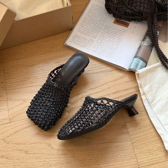Damen Elegante und atmungsaktive Riemensandalen mit geflochtener Oberflächenstruktur EB
