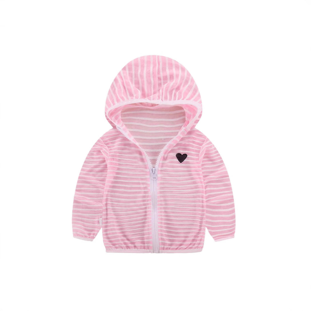 Unisex nan leichte gestreifte Kapuzenjacke mit Reißverschluss für Babys und Kleinkinder EB