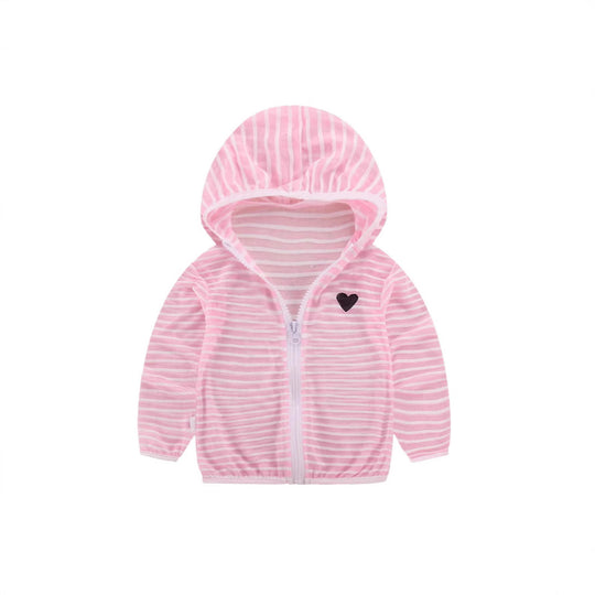 Unisex nan leichte gestreifte Kapuzenjacke mit Reißverschluss für Babys und Kleinkinder EB