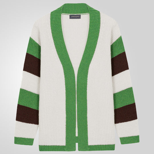 Herren Offene Strickjacke mit breiten Streifen und lässigem Schnitt EB