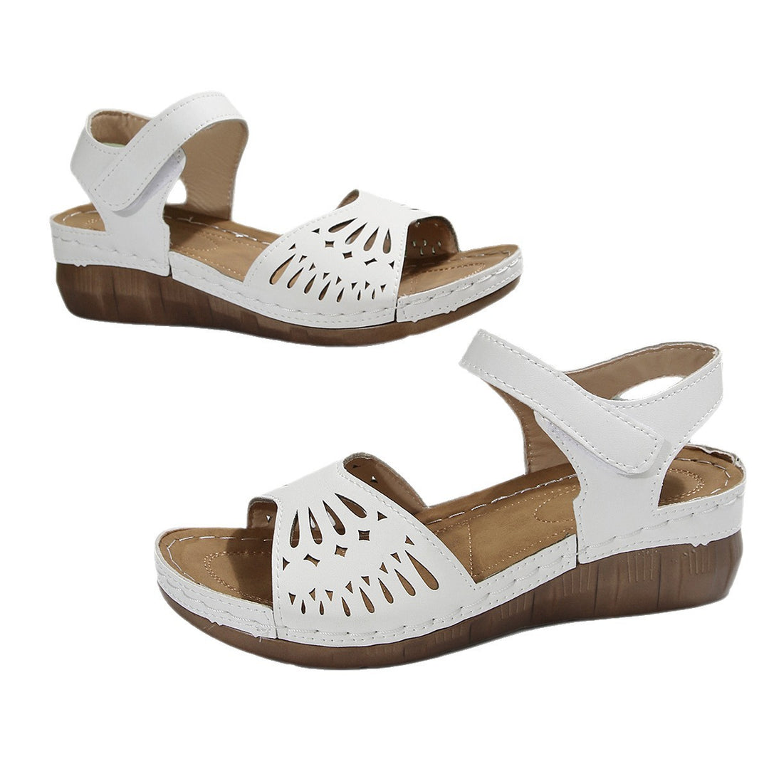 Damen komfortable Sandalen mit luftiger Laschenoptik und verstellbarem Riemen EB
