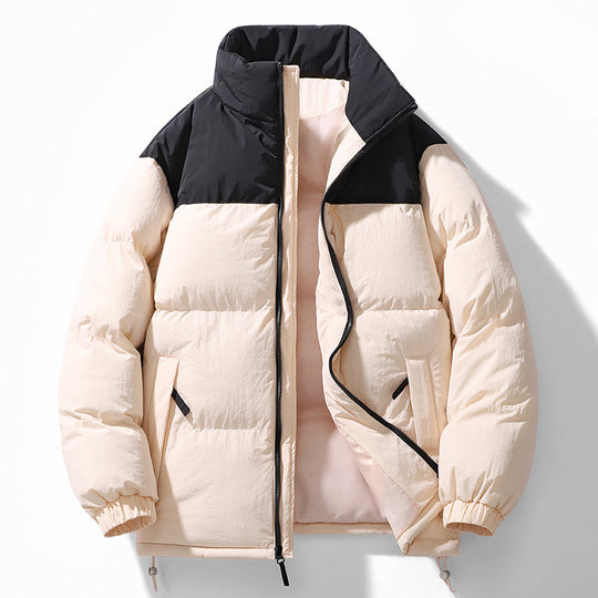 Herren gesteppte Thermo-Steppjacke mit hohem Stehkragen, Zwei-Wege-Reißverschluss und Kordelzugsaum EB