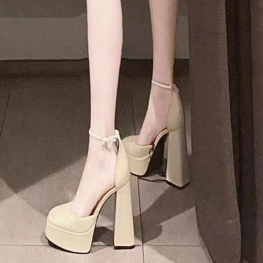 Damen-Plateau-Absatzsandalen mit robustem Blockabsatz und verstellbarem Riemchen EB