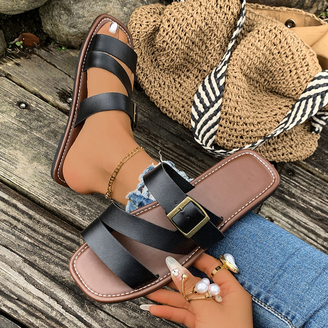 Damen Bequeme Riemchensandalen mit verstellbarem Schnallenverschluss EB