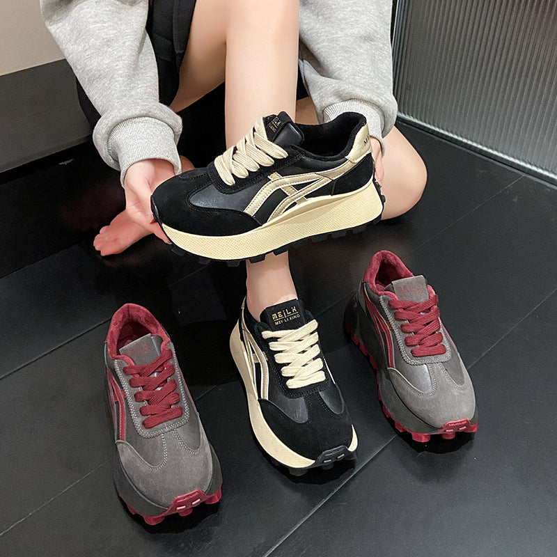 Damen Sportliche Plateau Sneakers mit rutschfester Sohle und atmungsaktivem Obermaterial EB