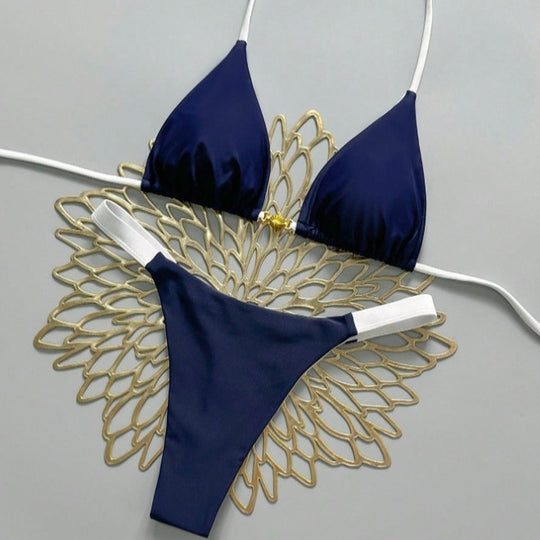 Damen Triangel-Bikini mit modischen Kontrastdetails EB