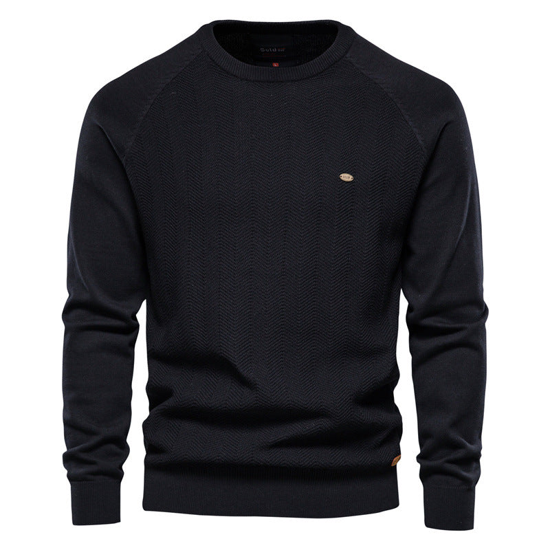 Herren Strickpullover mit elegantem Zickzackmuster und Rundhalsausschnitt EB