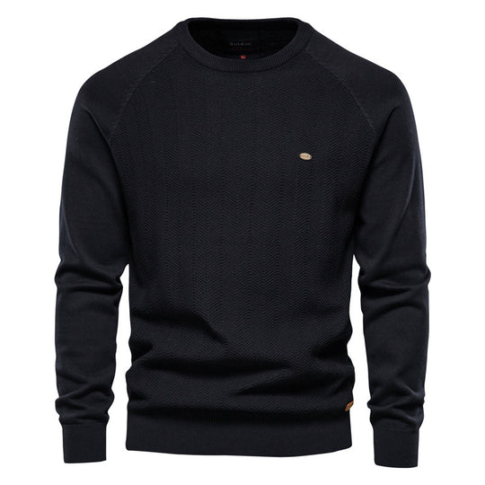 Herren Strickpullover mit elegantem Zickzackmuster und Rundhalsausschnitt EB