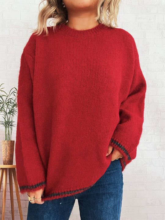 Damen lässiger Wohlfühlpullover mit blockfarbenem Design EB