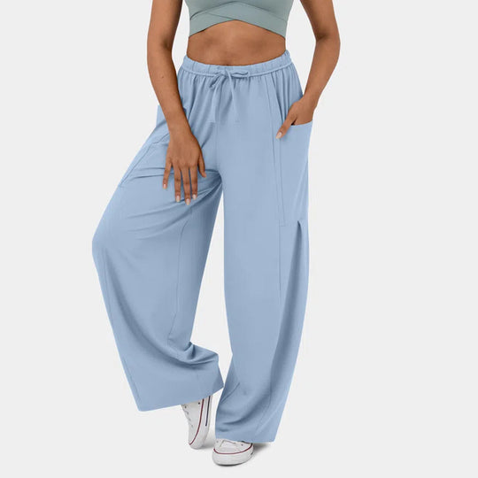 Damen Weite Freizeit-Hose mit elastischem Bund und praktischen Taschen EB