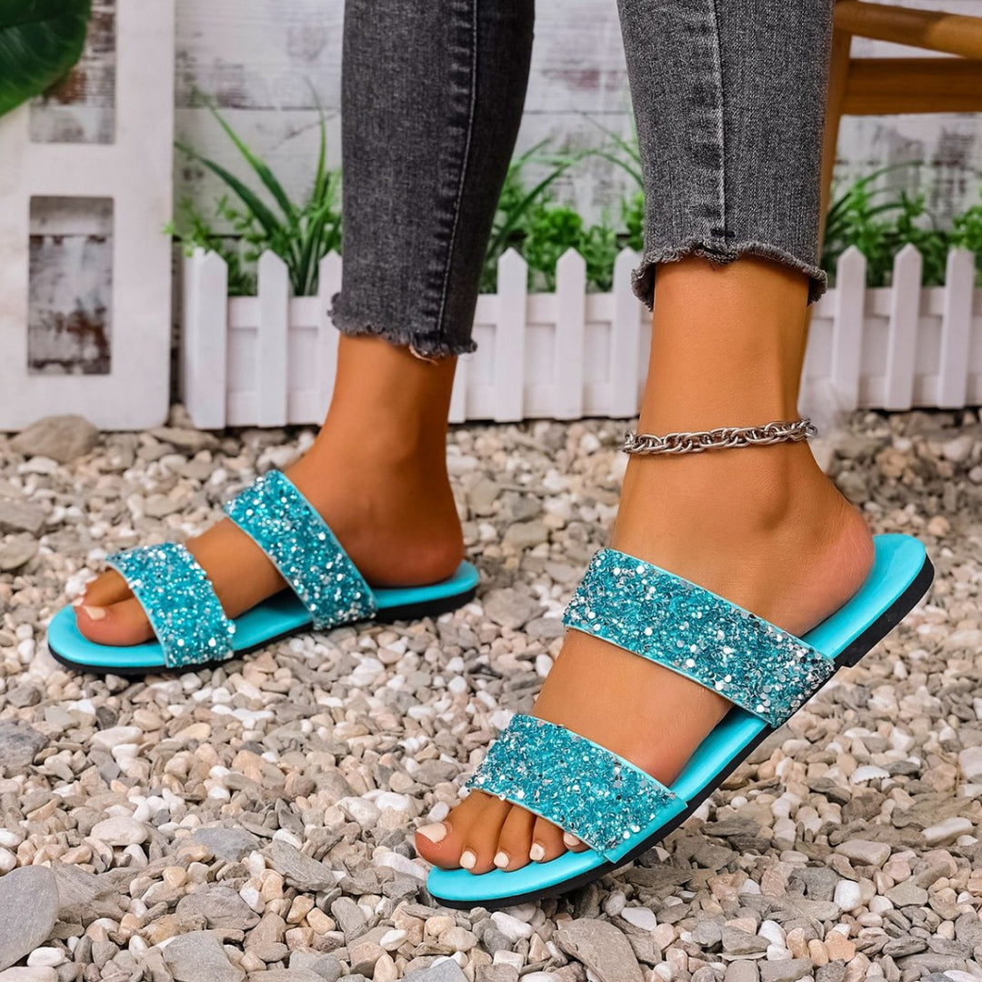 Damen Glamouröse Riemensandalen mit funkelnden Akzenten und weichem Fußbett EB