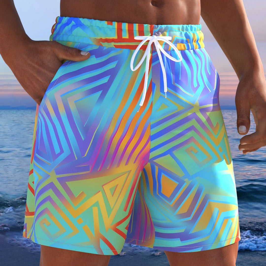 Herren Badeshorts mit animalischem Muster und elastischem Bund EB