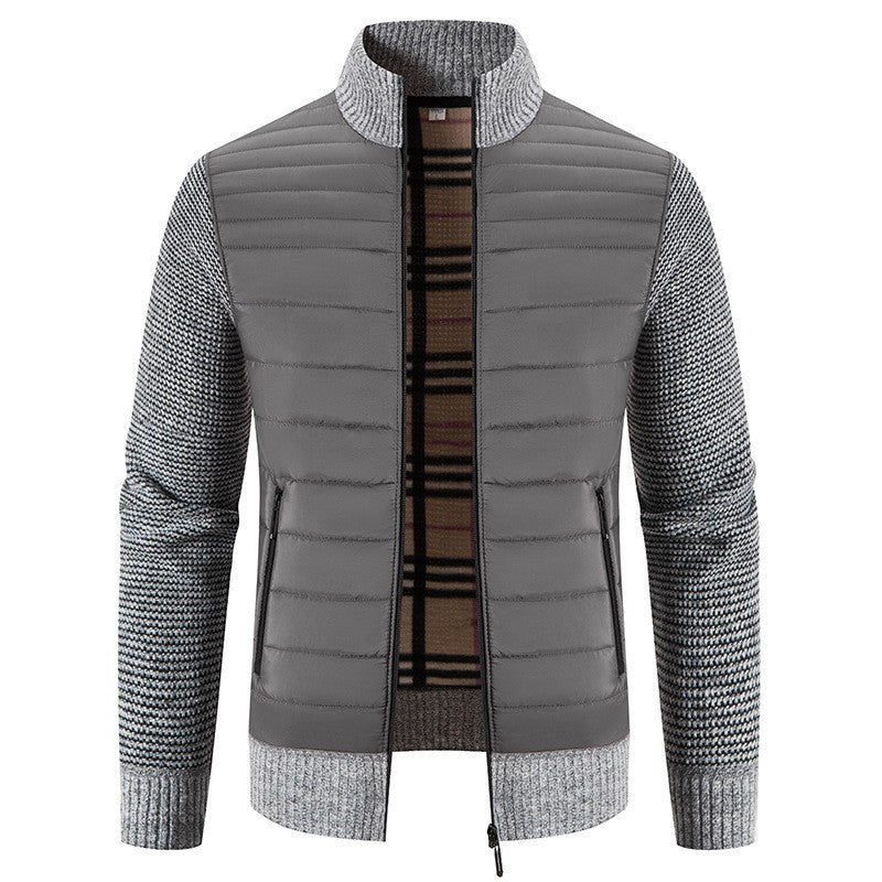 Herren Steppjacke mit modernem Strickärmeln und hohem Kragen EB