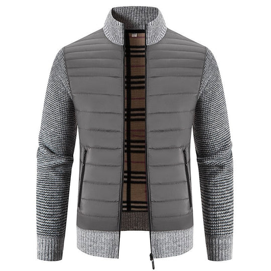 Herren Steppjacke mit modernem Strickärmeln und hohem Kragen EB