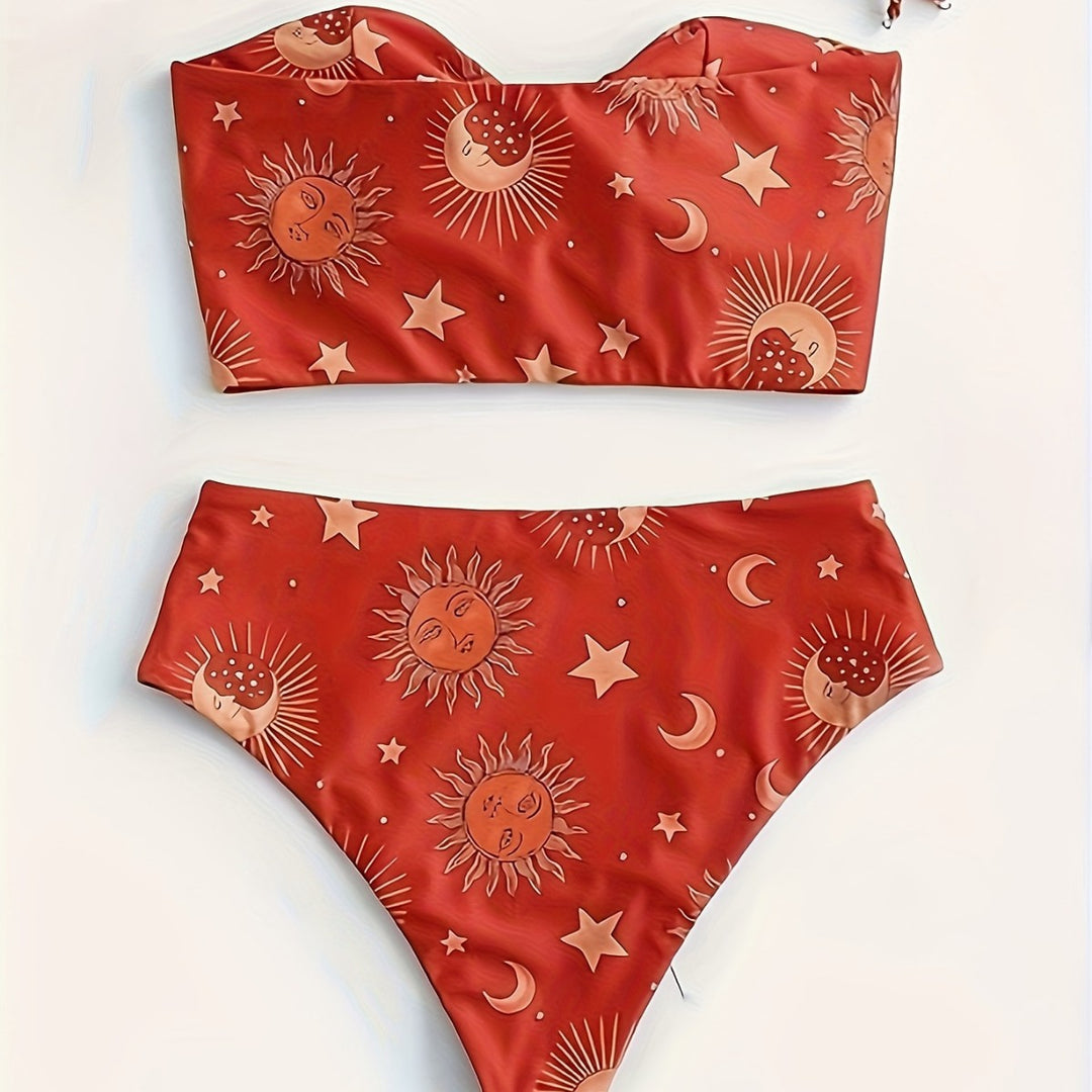 Damen Bikiniset mit strukturiertem Oberteil und hoch geschnittenem Hosenrock EB