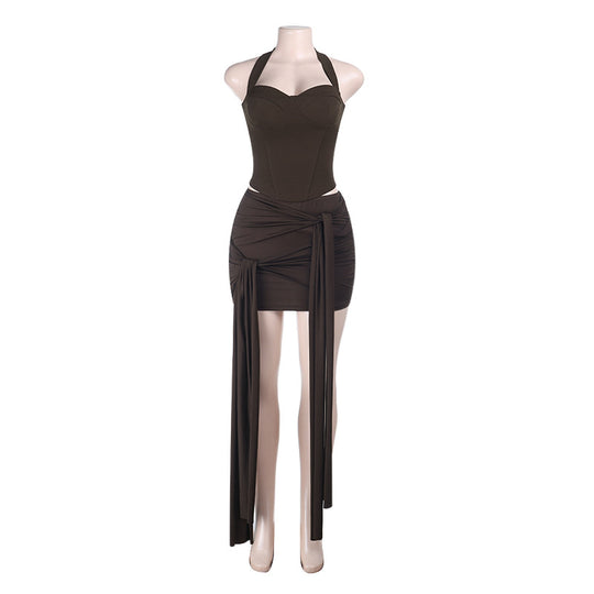 Damen Bodycon Kleid mit asymmetrischer Drapierung EB