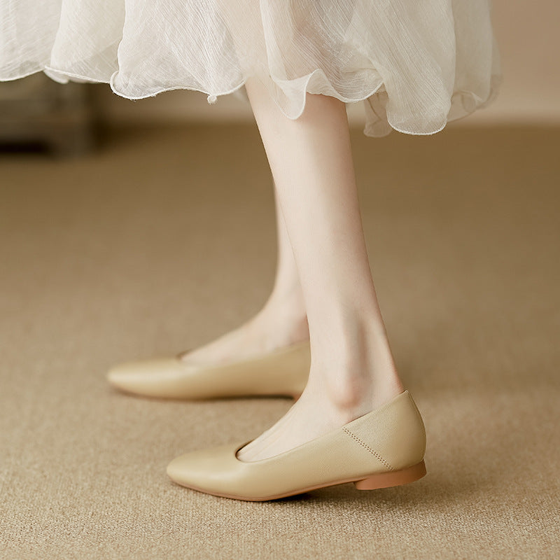 Damen elegante Ballerinas mit komfortablem Fußbett und hochwertiger Lederoberfläche EB