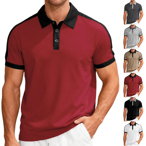 Herren nan Premium-Polo im Retro-Kontrastlook mit Hemdkragen und Dreiknopfleiste EB